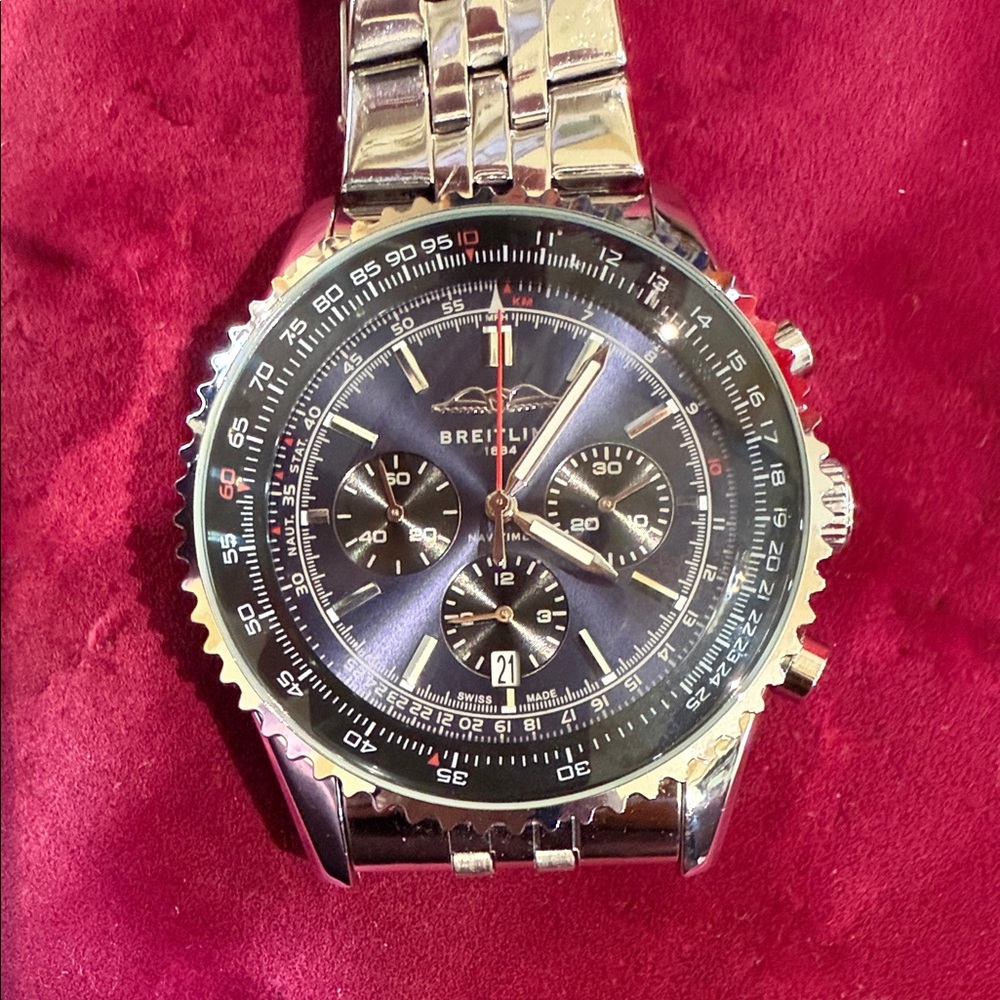 Silver and Black Chronograph Timepiece